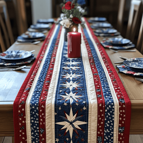 Blue Beauty Quilted Table Runner NCU0VH4226