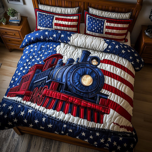 Patriotic Tracks 3-Piece Quilted Bedding Set GFTONT728