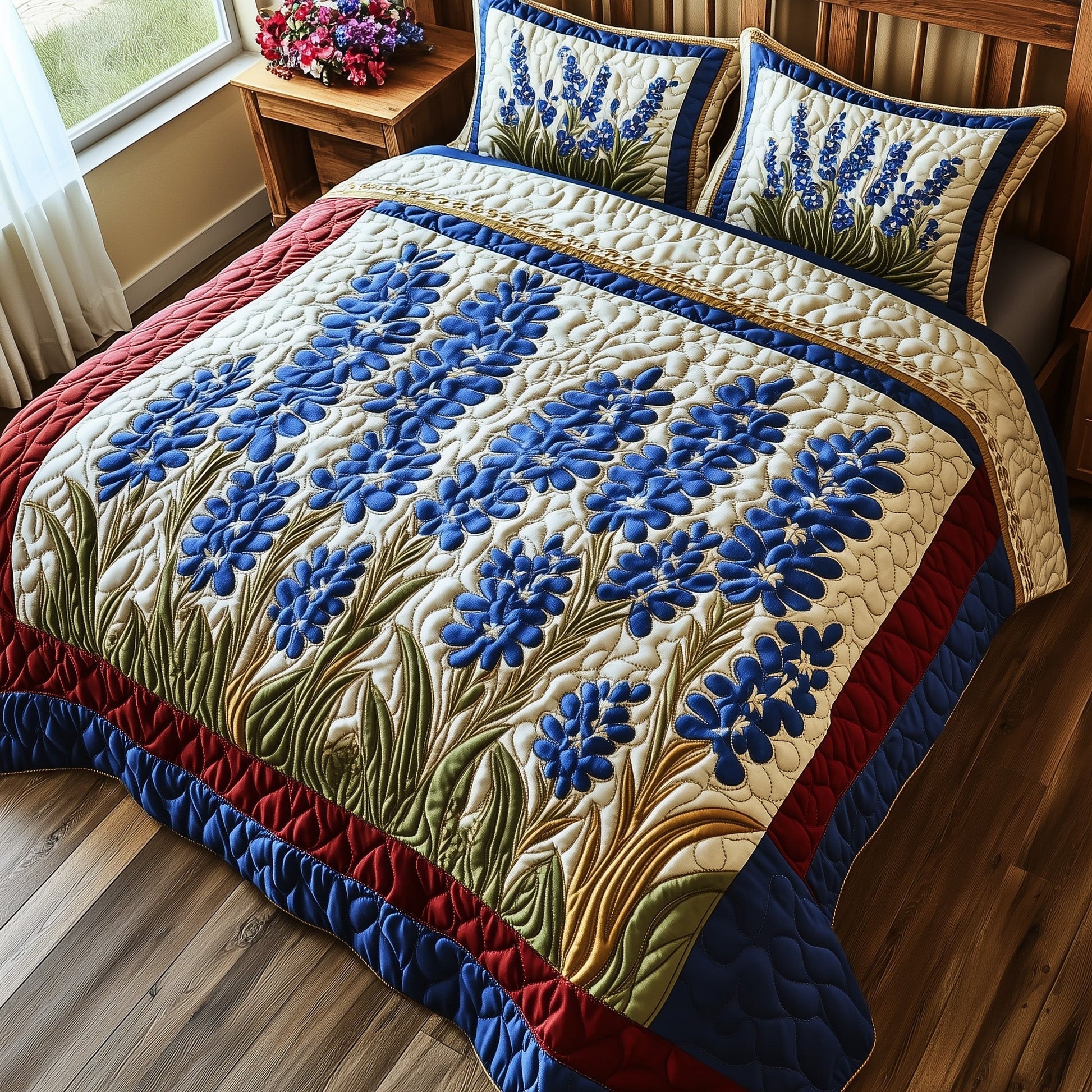 Bluebonnet Glory 3-Piece Quilted Bedding Set GFTOTP6692