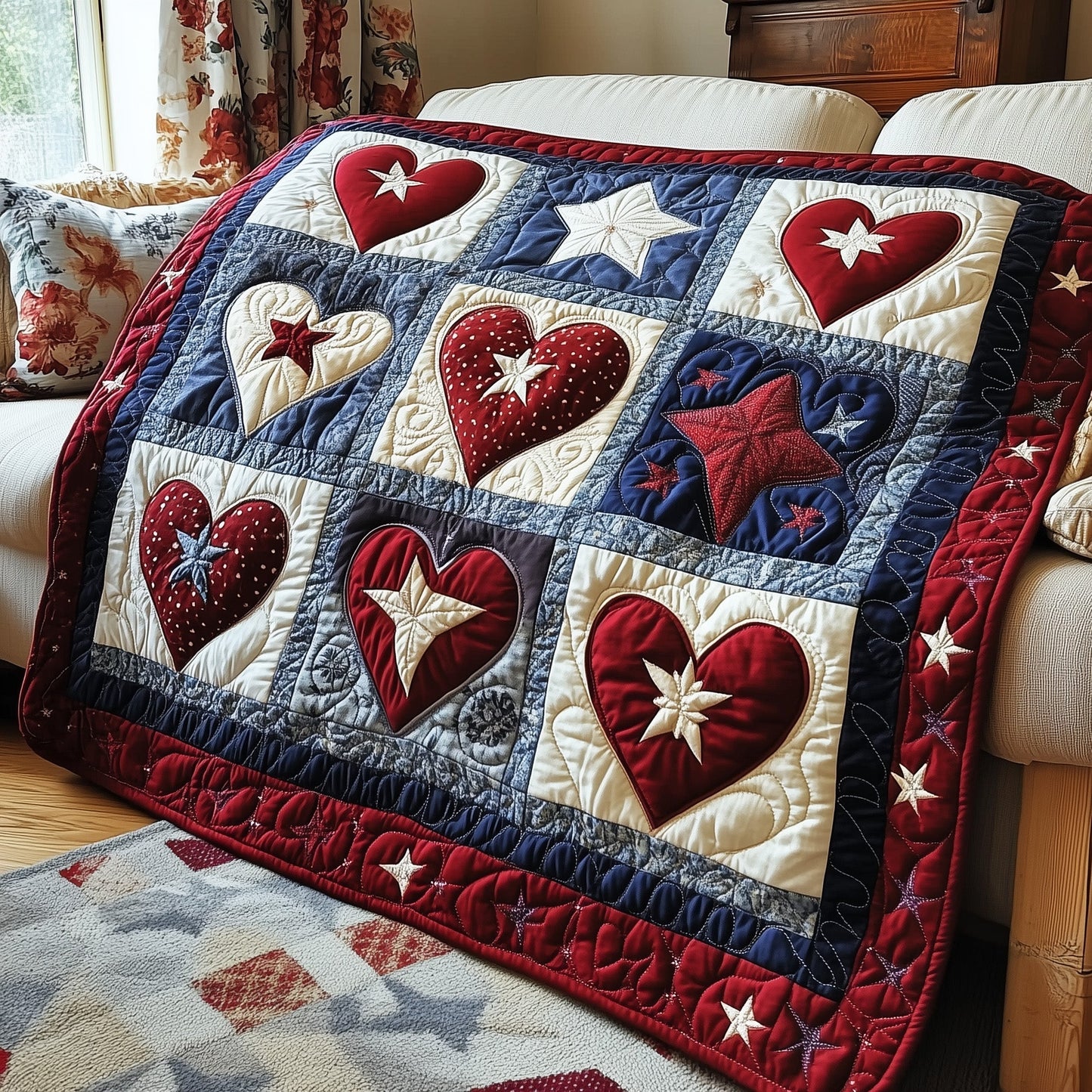 Patriotic Heart Quilted Blanket GFTOTP3886