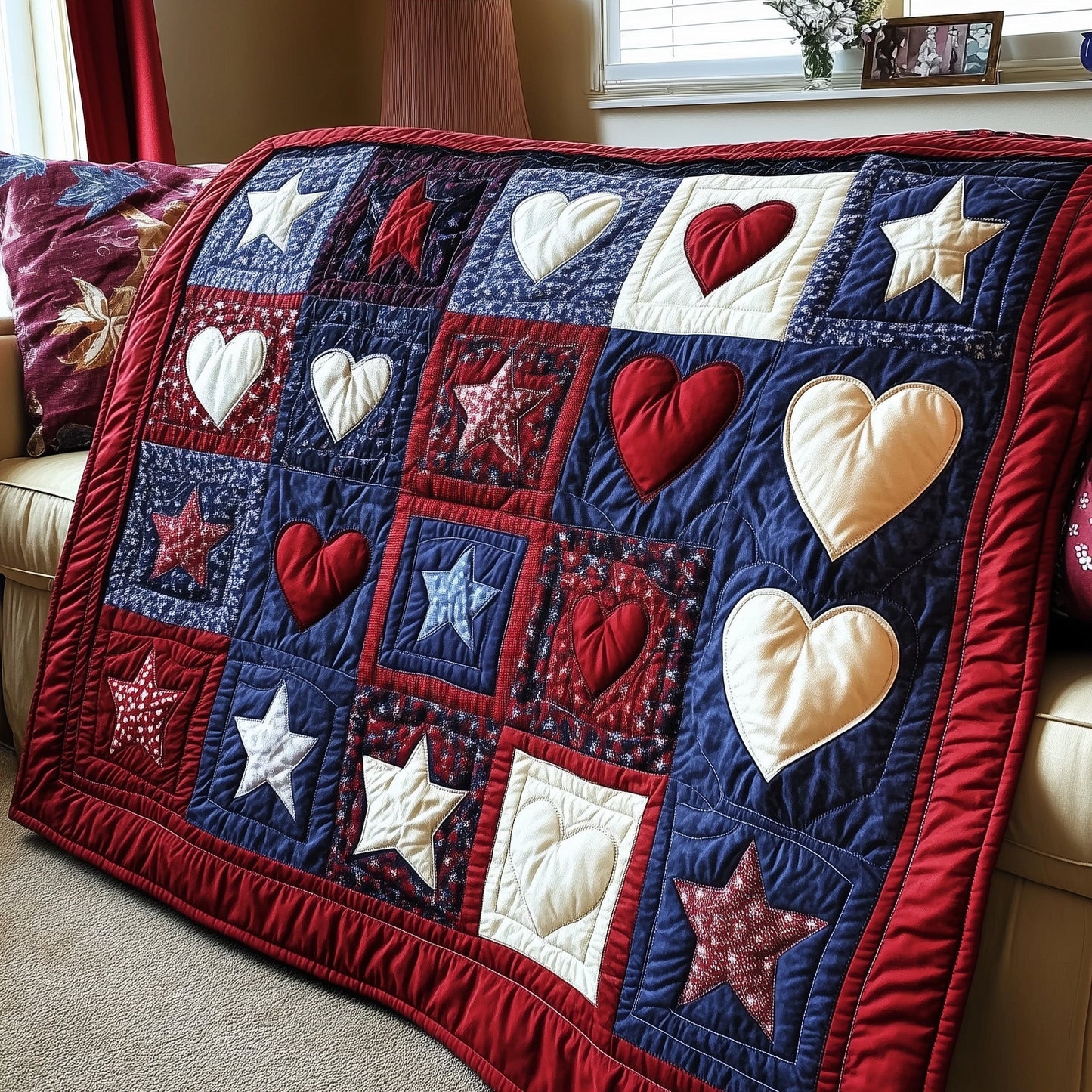 Patriotic Heart Quilted Blanket GFTOTP3872