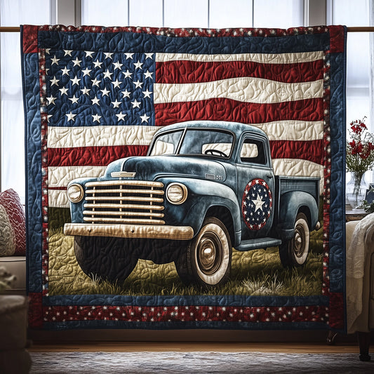 Patriotic America Truck Quilted Blanket GFTONL2778