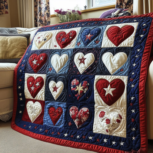 Patriotic Heart Quilted Blanket GFTOTP3888