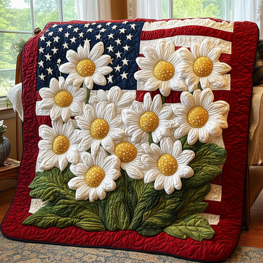 Patriotic Daisies Quilted Blanket GFTOAB4768