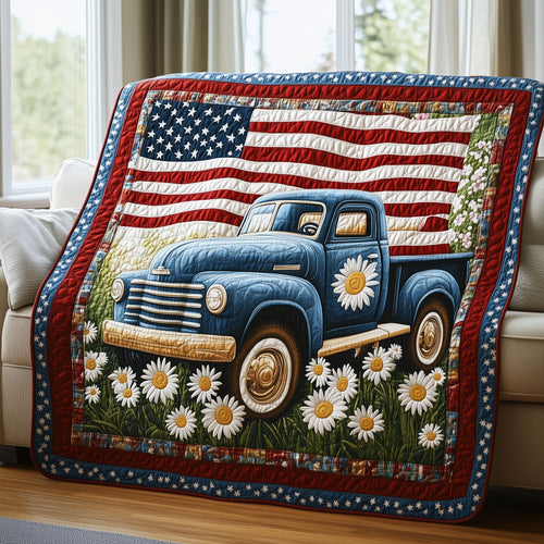 Patriotic America Truck Quilted Blanket GFTONL2787