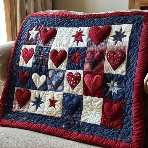 Patriotic Heart Quilted Blanket GFTOTP3874