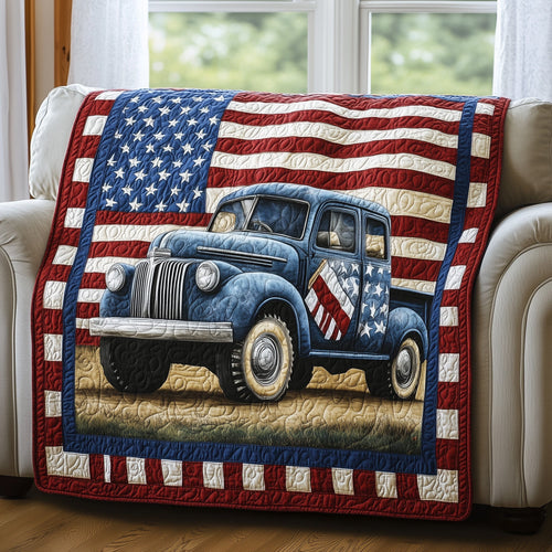 Patriotic America Truck Quilted Blanket GFTONL2783