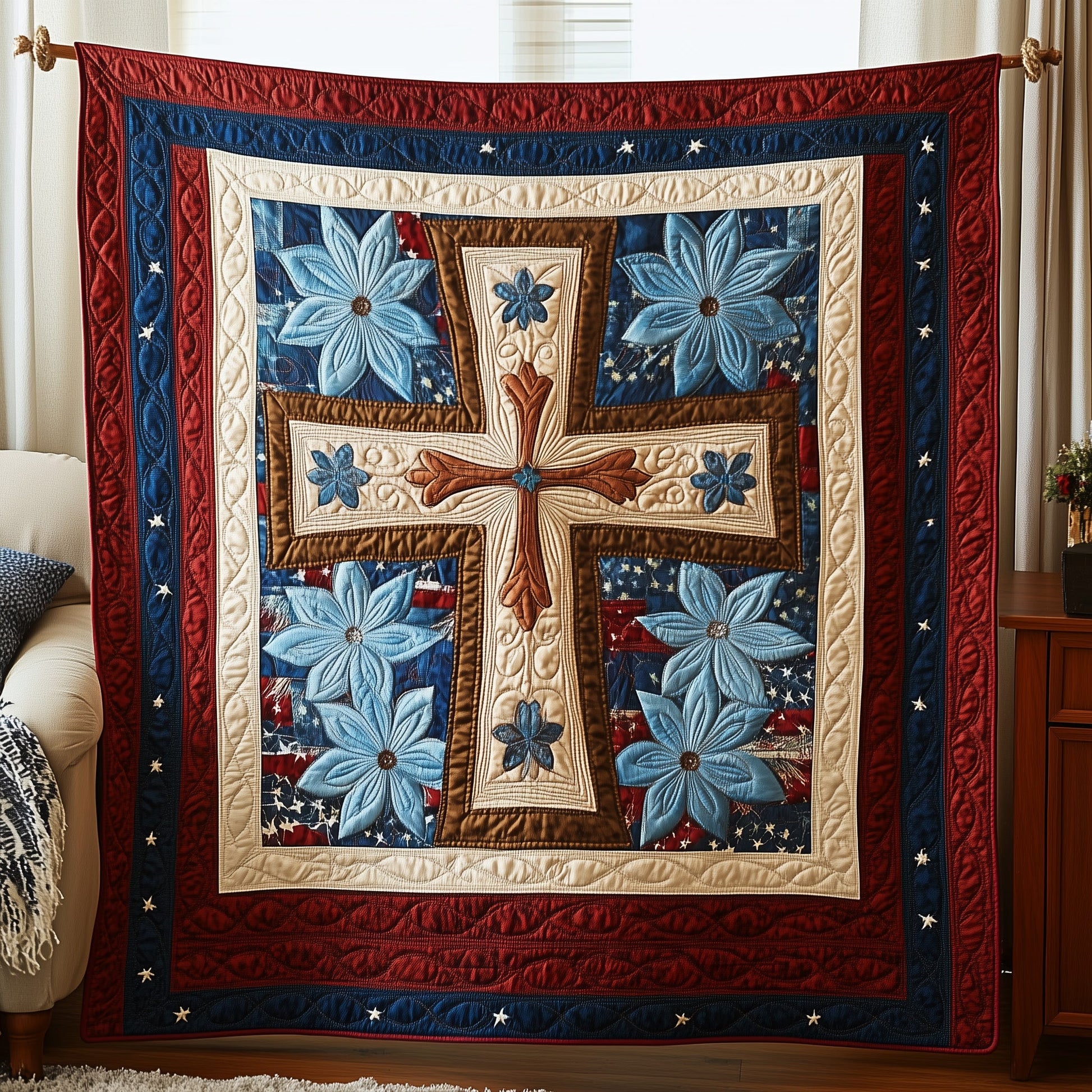 Cross of Liberty Quilted Blanket GFTOTP6335