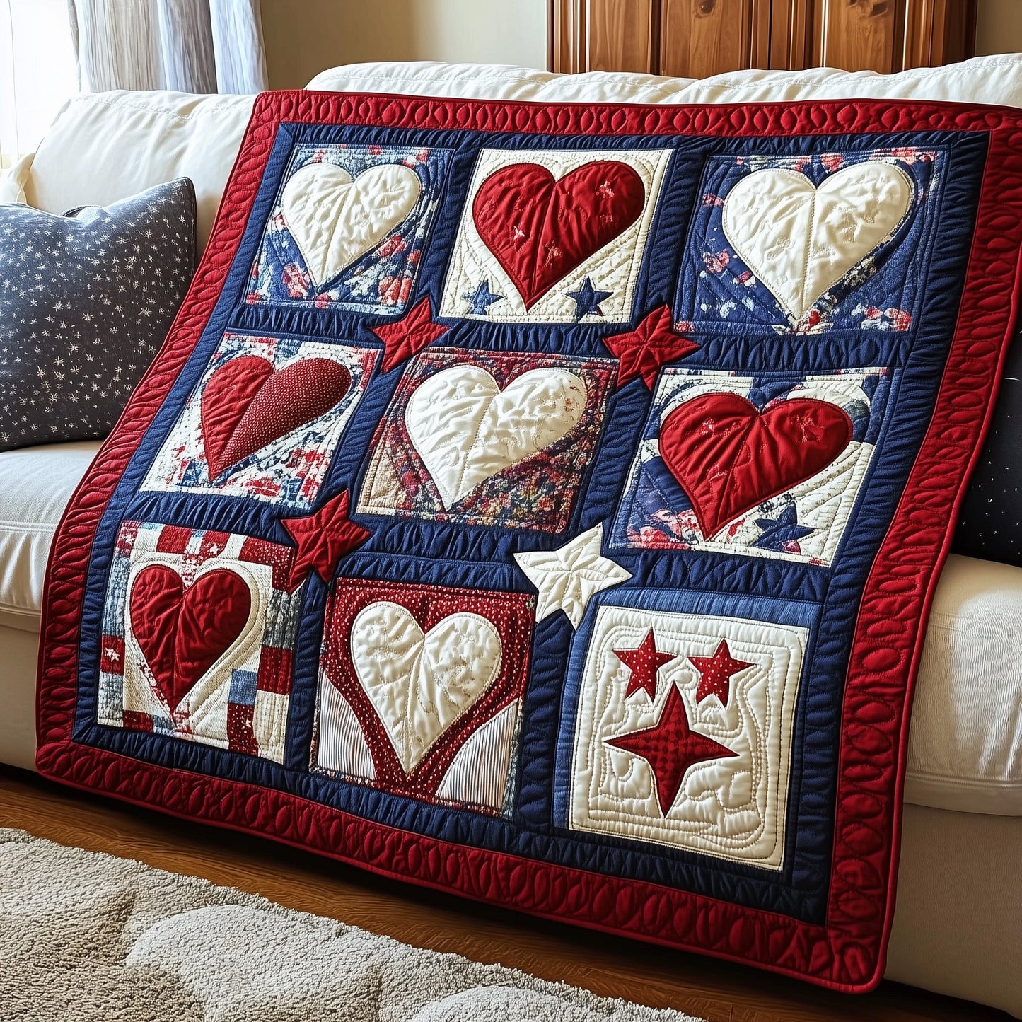 Patriotic Heart Quilted Blanket GFTOTP3871