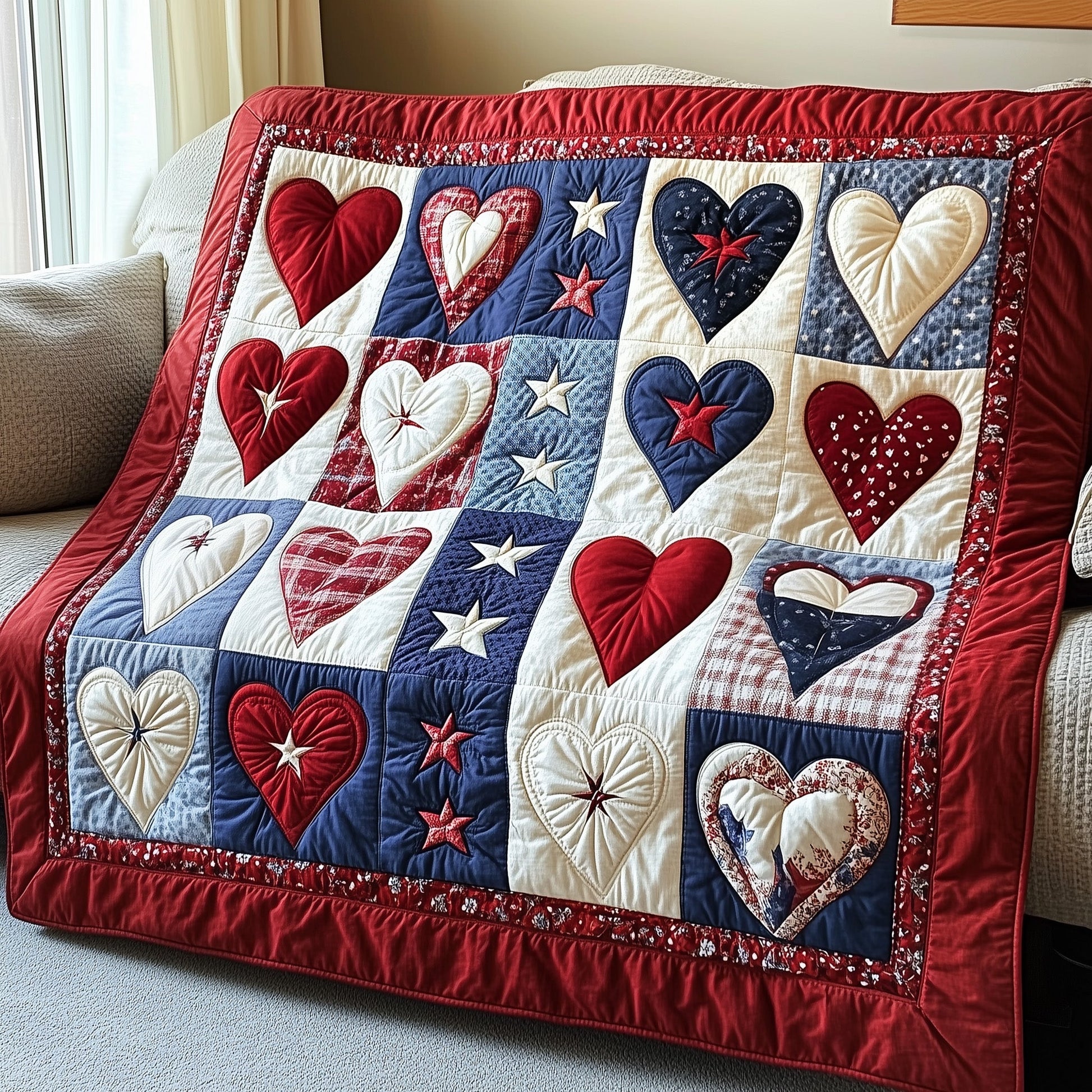 Patriotic Heart Quilted Blanket GFTOTP3889