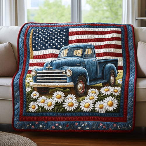 Patriotic America Truck Quilted Blanket GFTONL2785