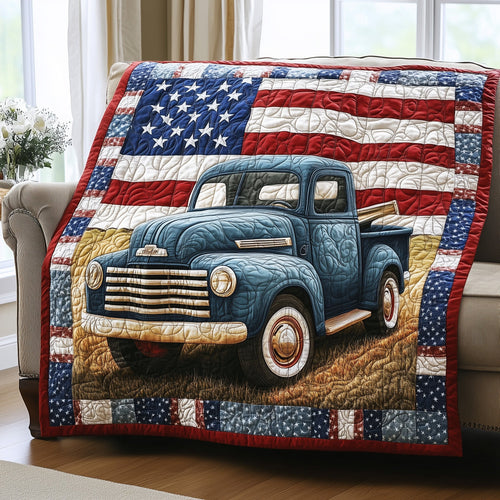 Patriotic America Truck Quilted Blanket GFTONL2780