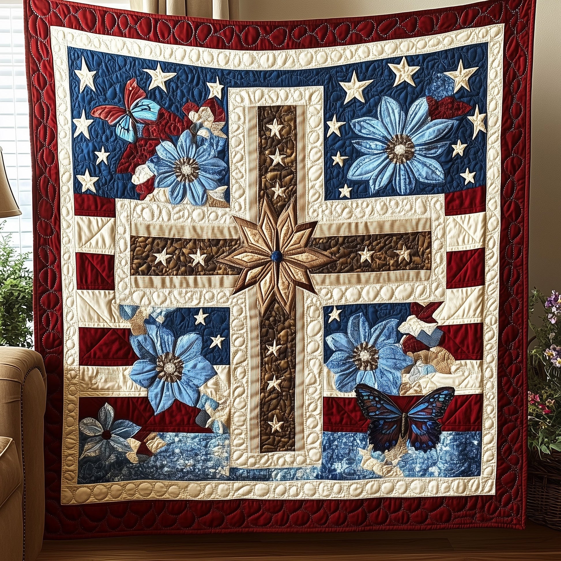 Cross of Liberty Quilted Blanket GFTOTP6333