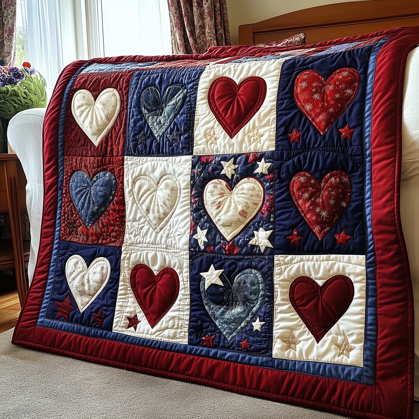 Patriotic Heart Quilted Blanket GFTOTP3887
