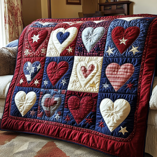 Patriotic Heart Quilted Blanket GFTOTP3873