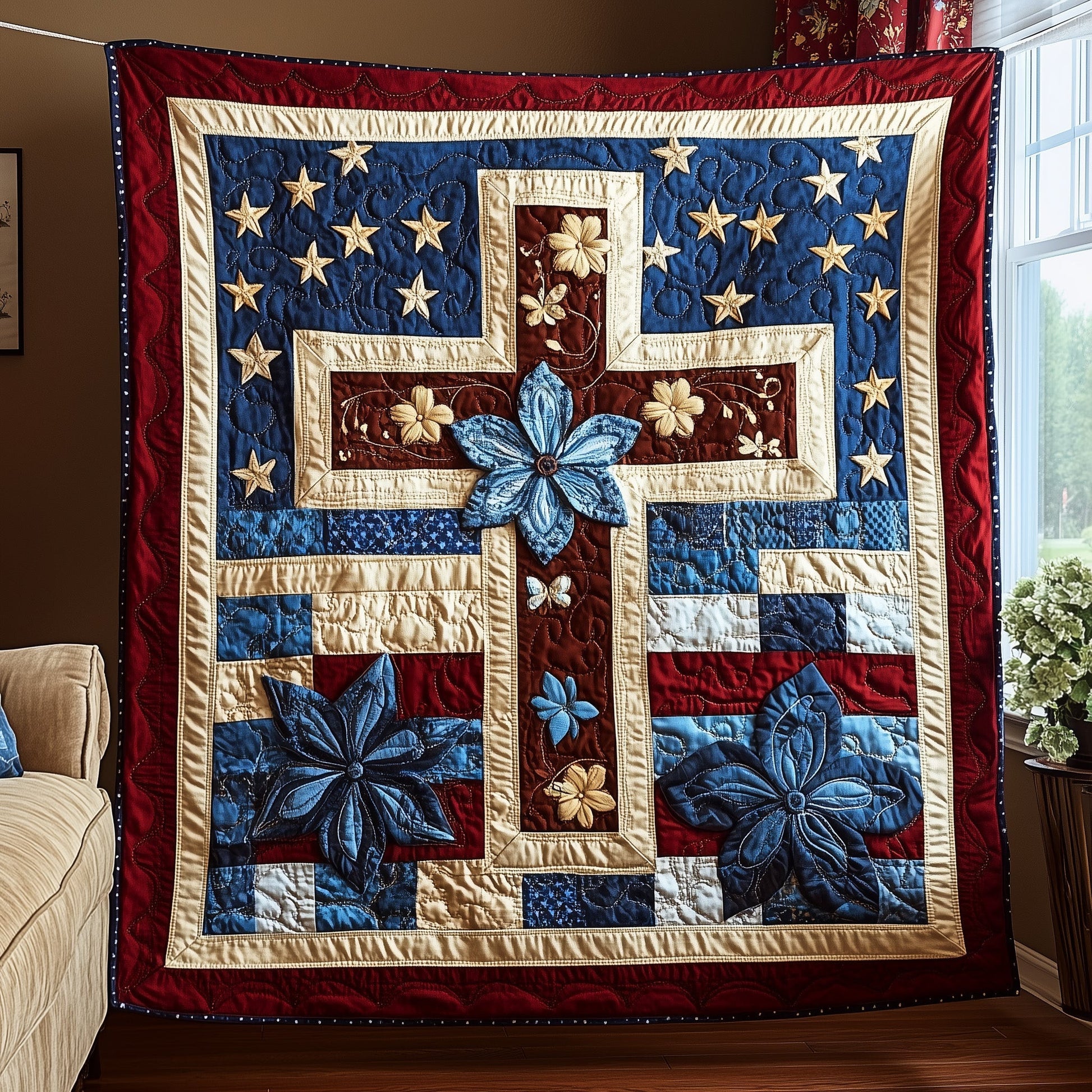 Cross of Liberty Quilted Blanket GFTOTP6336
