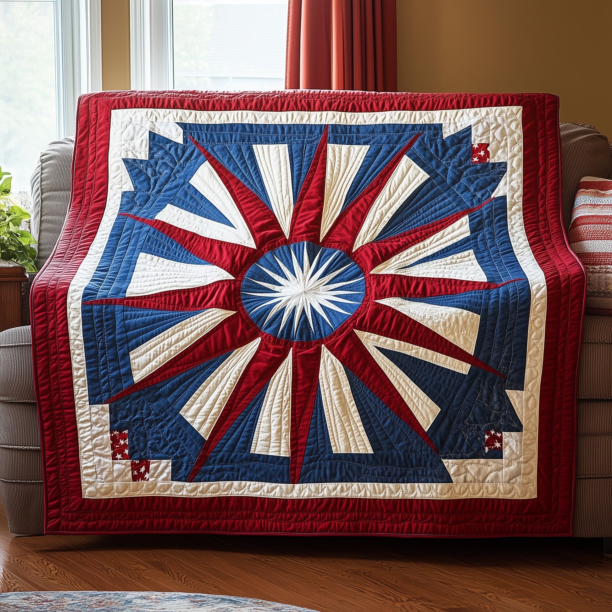 Patriotic Mandala Flower Quilted Blanket GFTONL2809