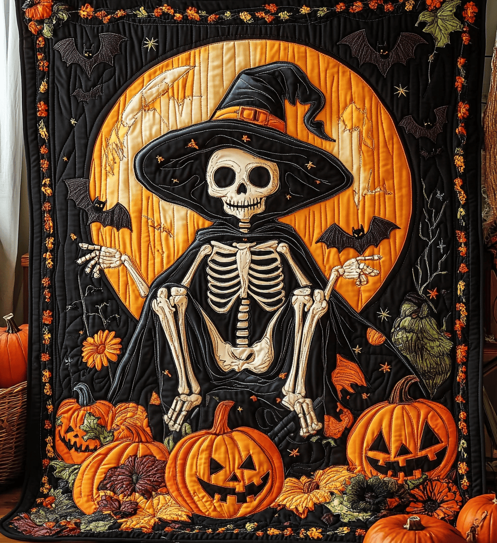 Playful Skeleton Quilted Blanket NCU0DV478