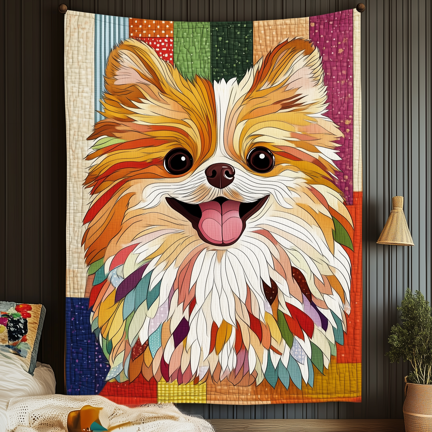 Joyful Pomeranian Quilted Blanket GFTOHD741