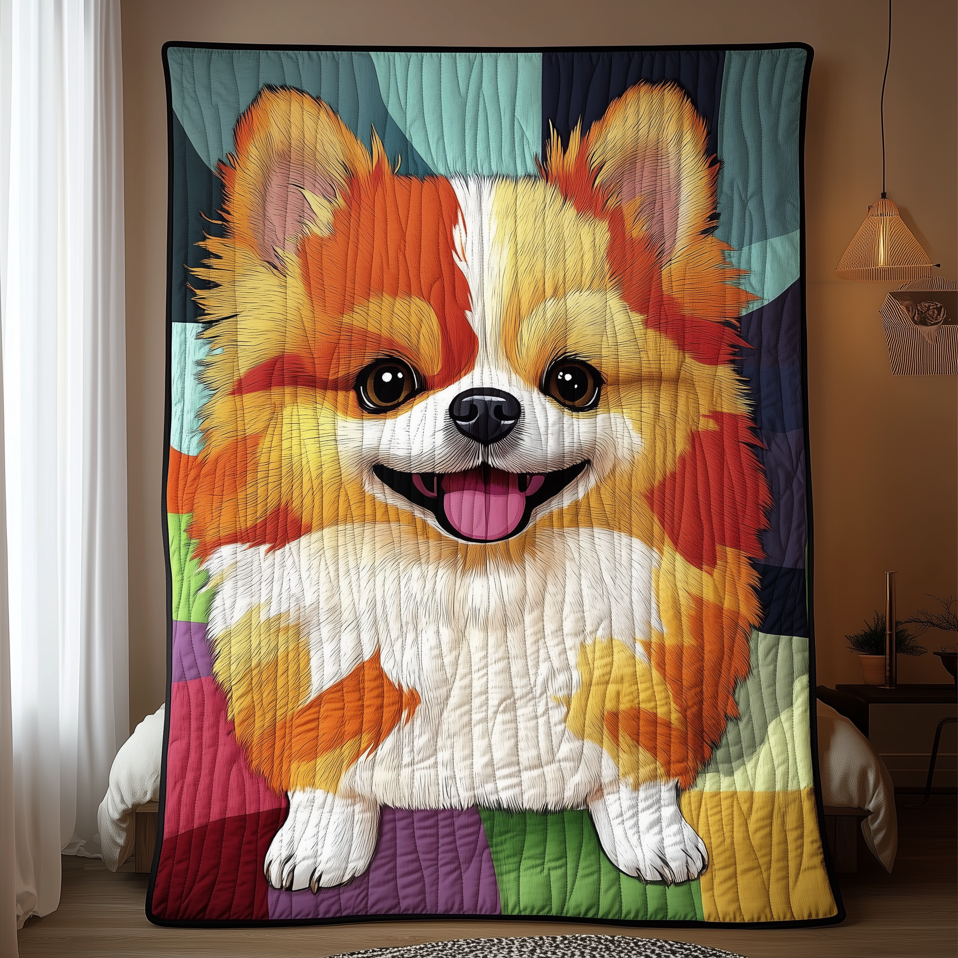 Joyful Pomeranian Quilted Blanket GFTOHD744