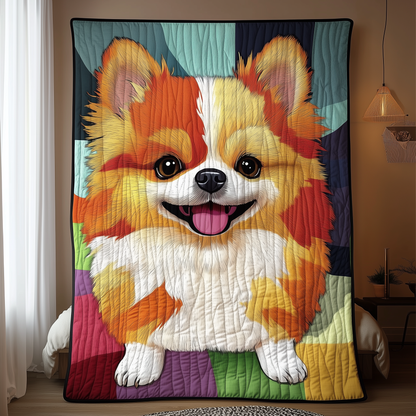 Joyful Pomeranian Quilted Blanket GFTOHD744