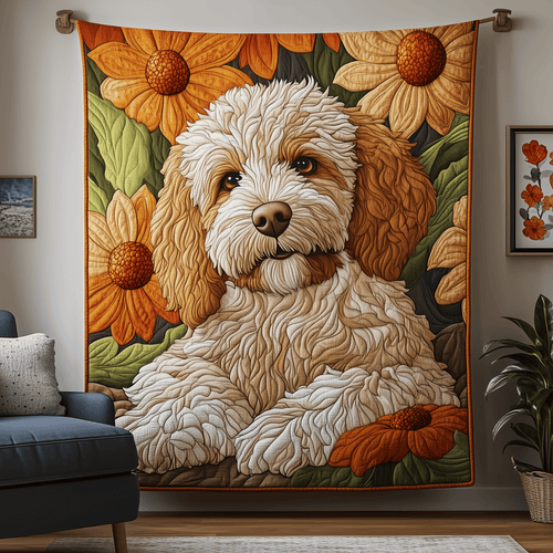 Floral Goldendoodle Quilted Blanket GFTOAB1285