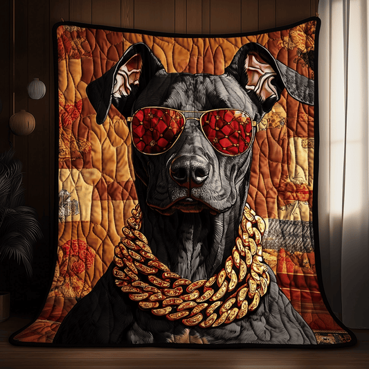 Doberman Gangster Quilted Blanket GFTOAB1086