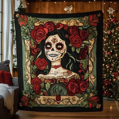 Skull Rose Quilted Blanket GFTOAB454