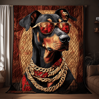 Doberman Gangster Quilted Blanket GFTOAB1084