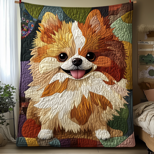 Joyful Pomeranian Quilted Blanket GFTOHD742