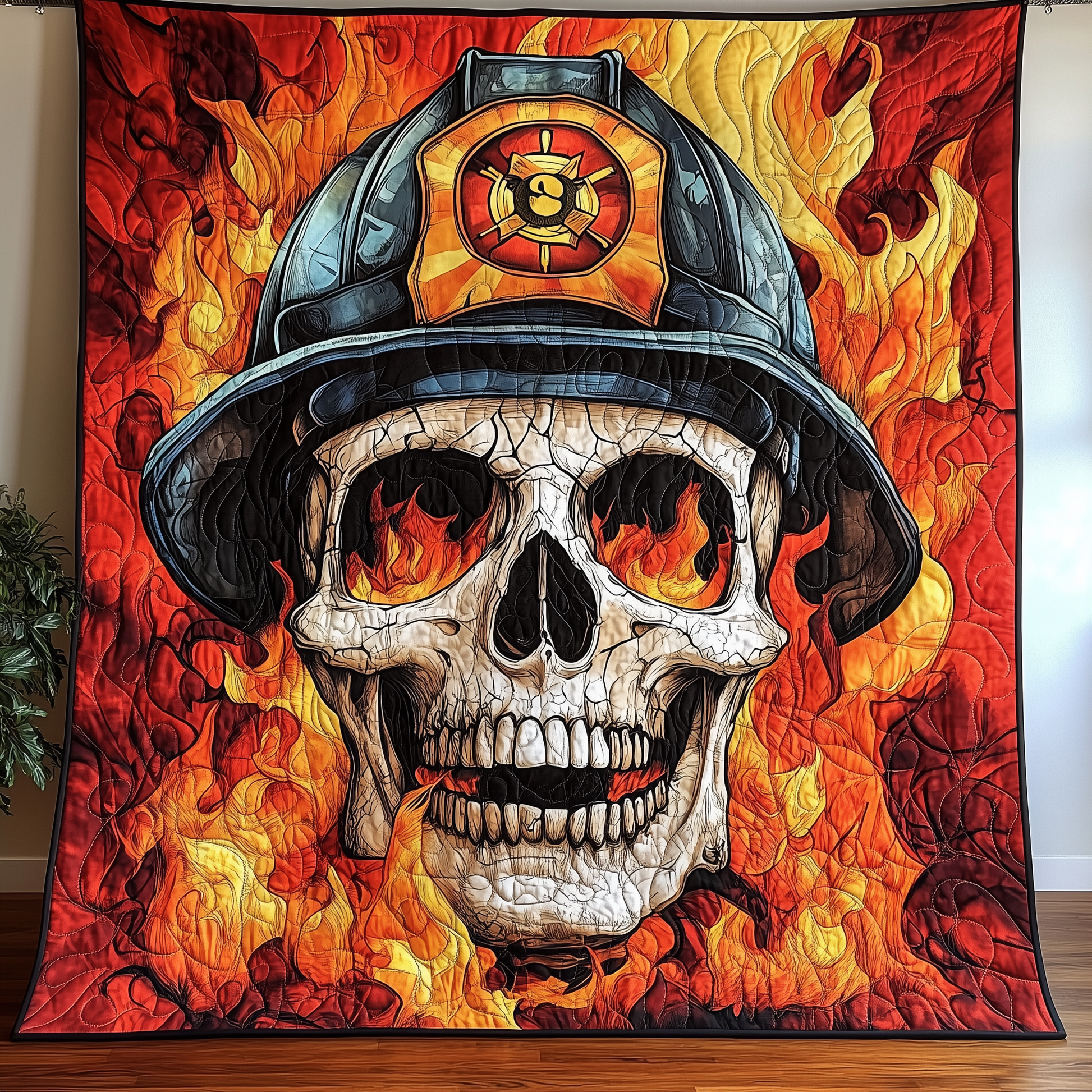 Firefighter Skull Quilted Blanket GFTONL1455