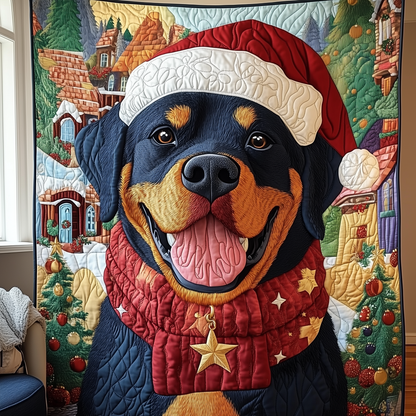 Christmas Rottweiler Quilted Blanket GFTOAB795