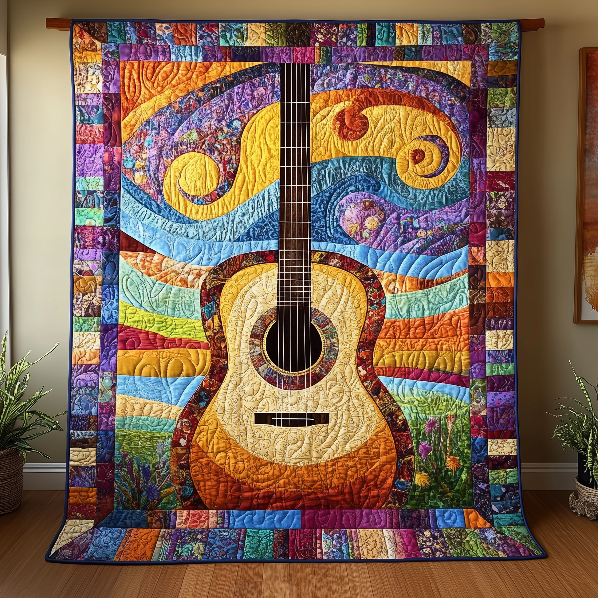 Solo Acoustic Guitar Quilted Blanket GFTOTL807