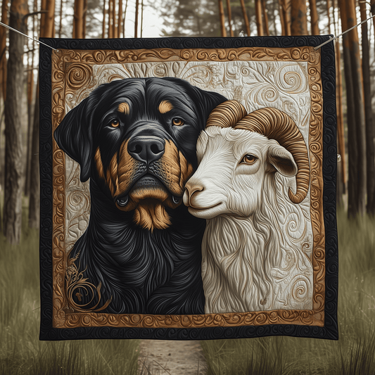 Rottweiler and Billygoat Quilted Blanket GFTOAB792