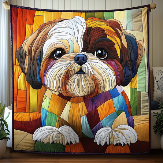 Colorful Shih Tzu Quilted Blanket GFTOAB883