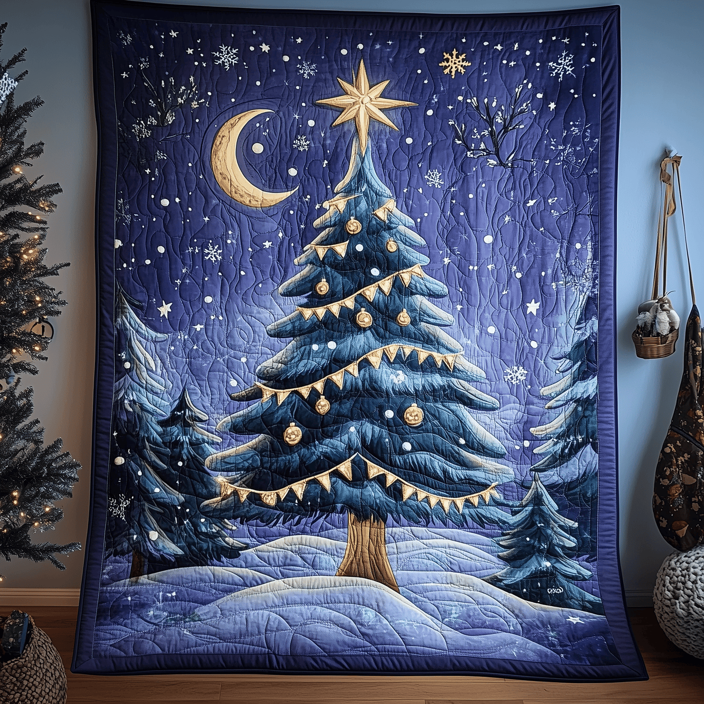 Elegant Christmas Tree Quilted Blanket GFTOAB964