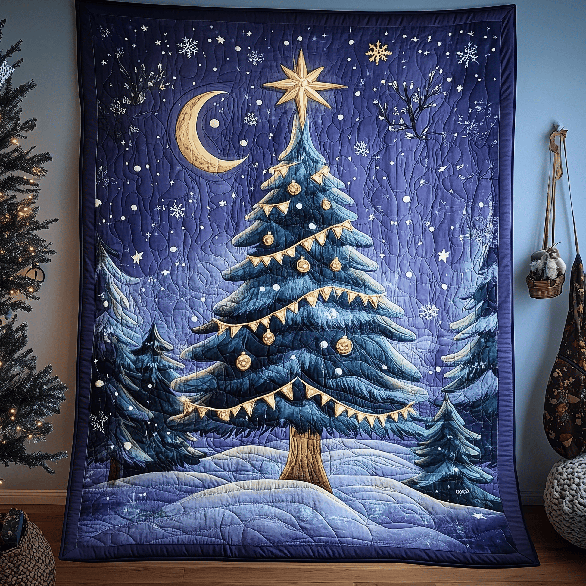 Elegant Christmas Tree Quilted Blanket GFTOAB964