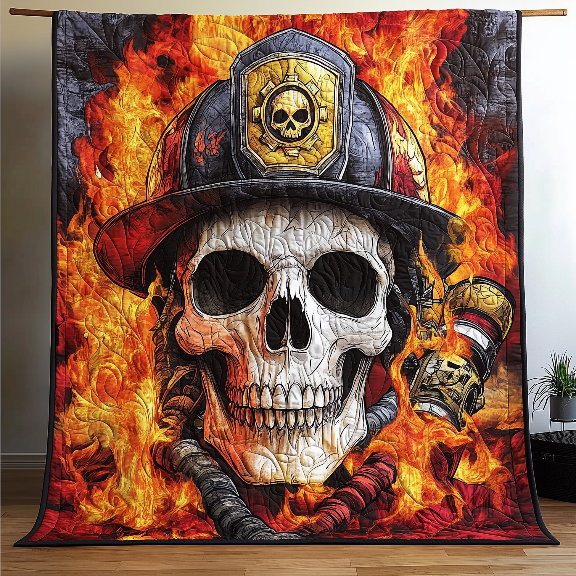 Firefighter Skull Quilted Blanket GFTONL1456
