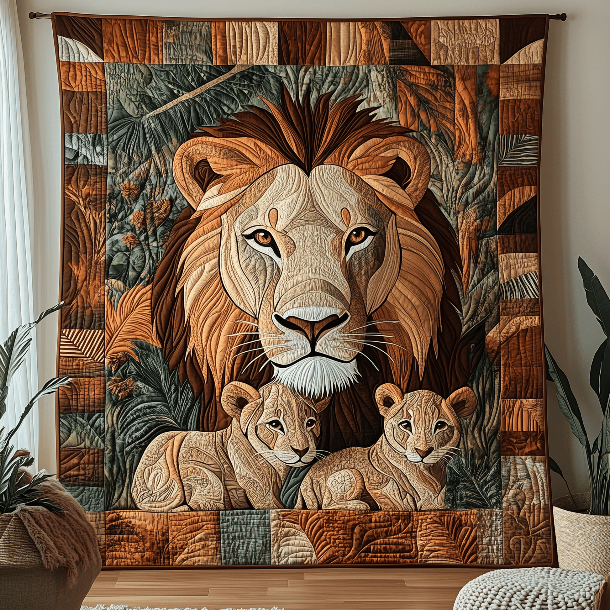 Lion and Mom Bond of Love Quilted Blanket GFTOTL1524