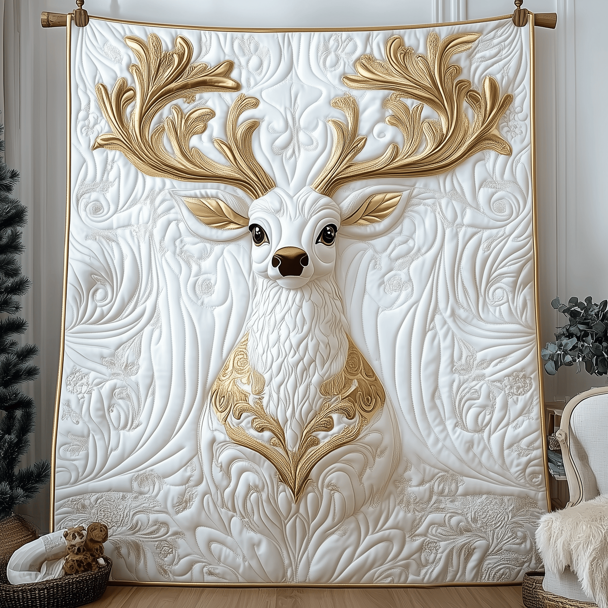 Elegant Reindeer Quilted Blanket GFTOTP692