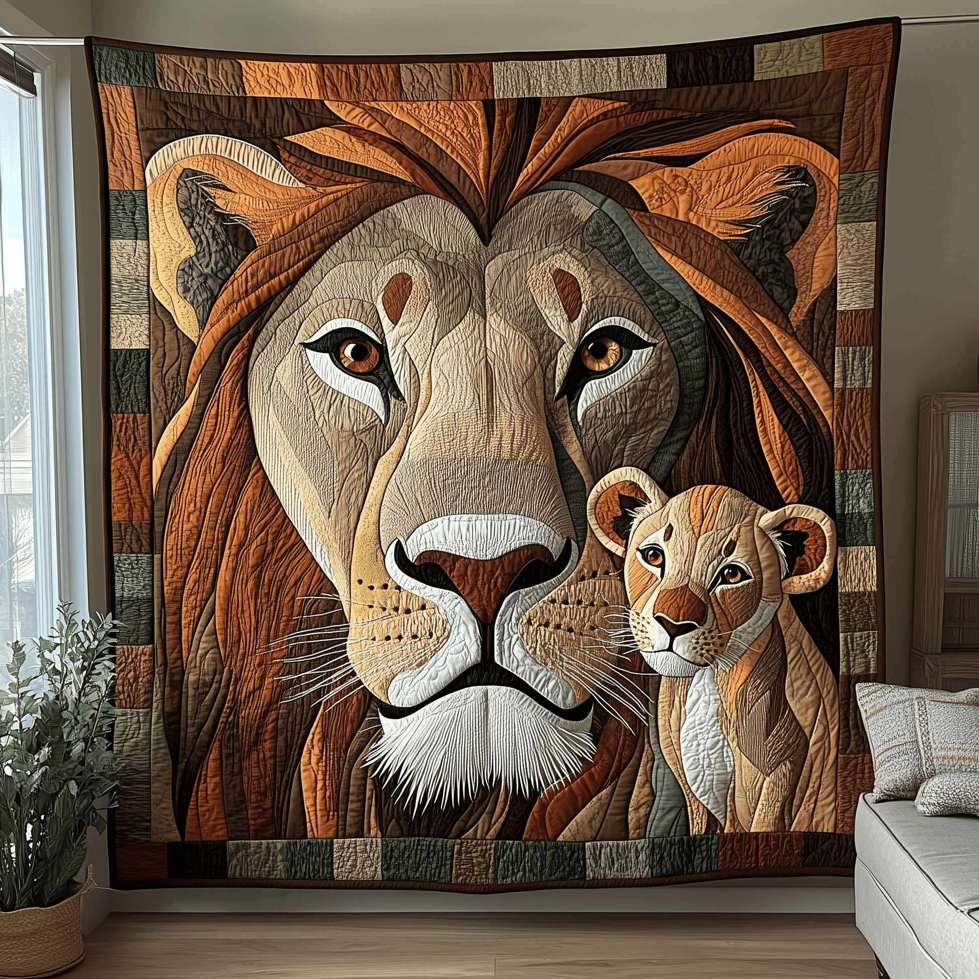 Lion and Mom Bond of Love Quilted Blanket GFTOTL1520