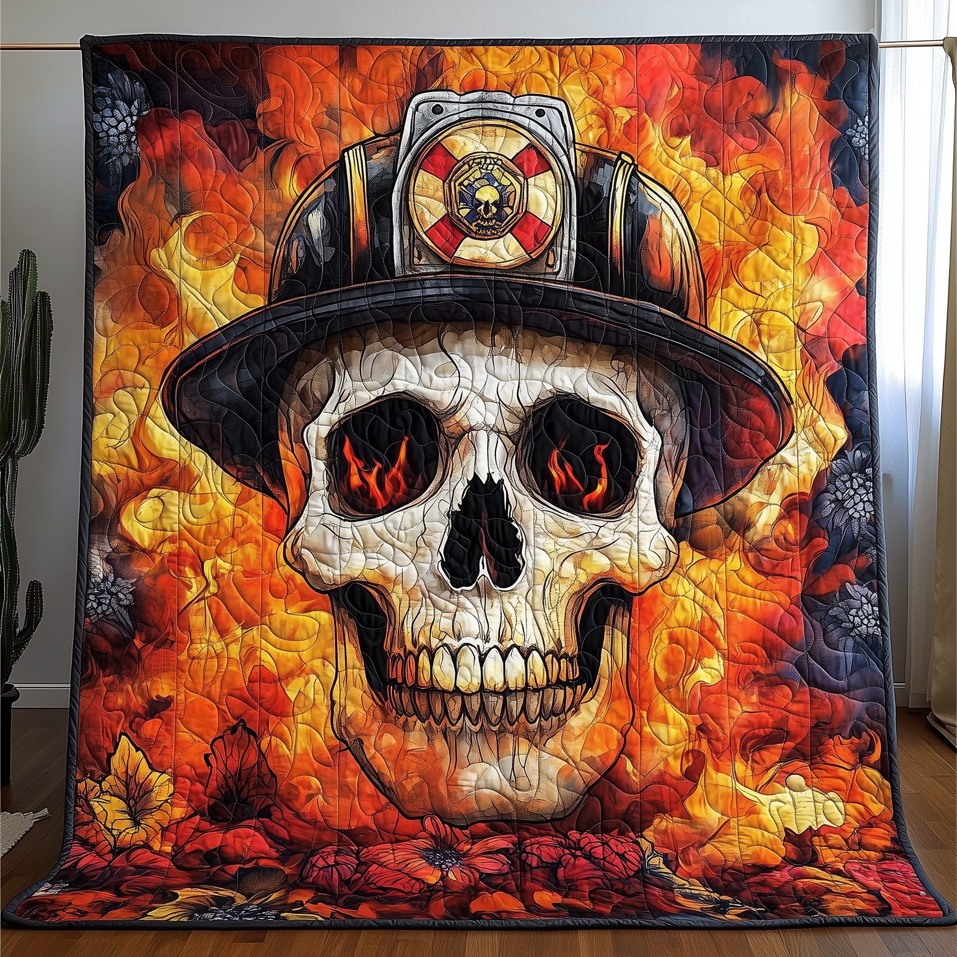 Firefighter Skull Quilted Blanket GFTONL1457