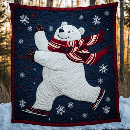 Polar Bear Ice Skating Quilted Blanket GFTOAB666