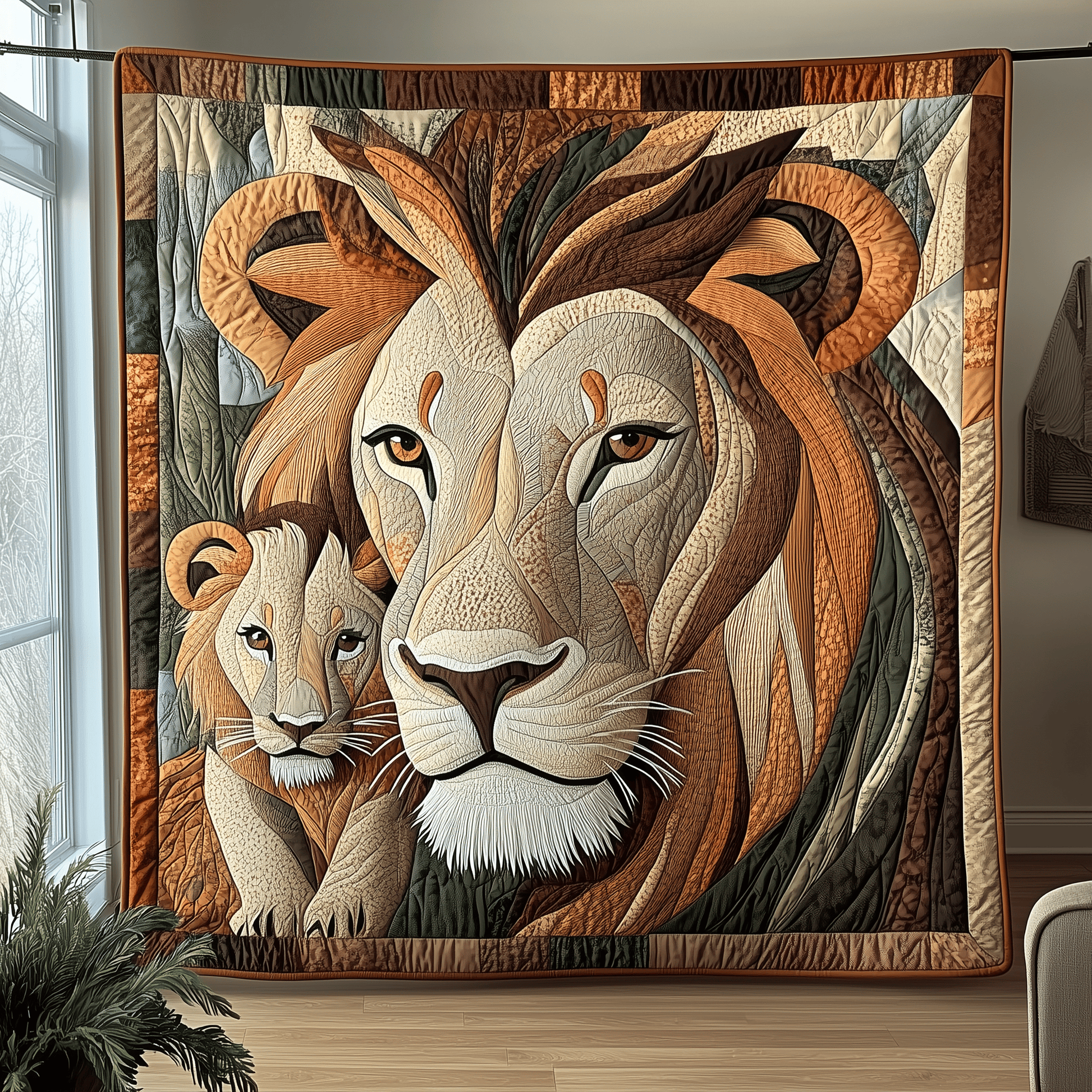Lion and Mom Bond of Love Quilted Blanket GFTOTL1521