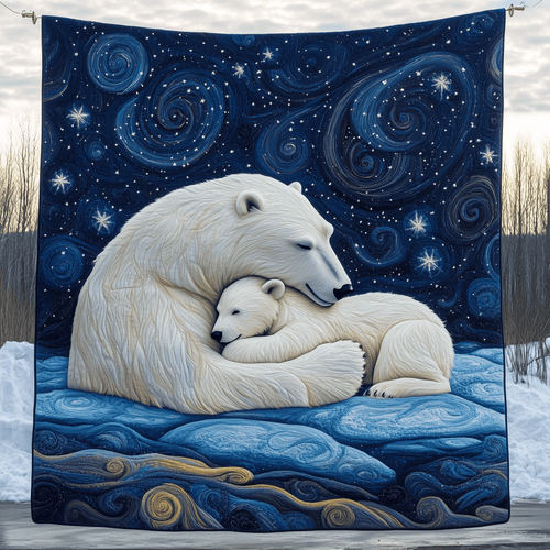 Mother And Baby Polar Bear Quilted Blanket GFTOAB664