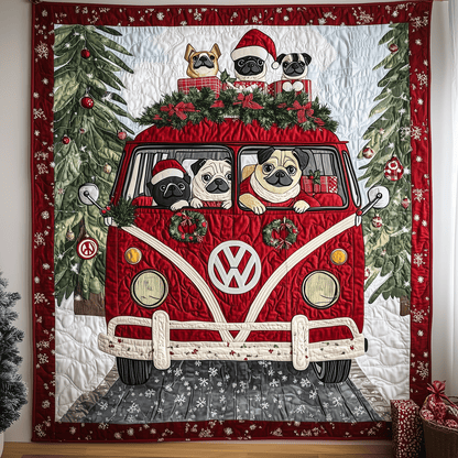Happy Holiday Pugs Quilted Blanket GFTONL1453