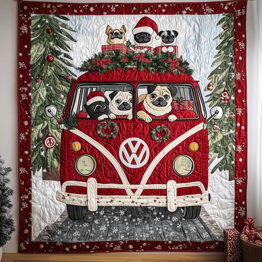 Happy Holiday Pugs Quilted Blanket GFTONL1453