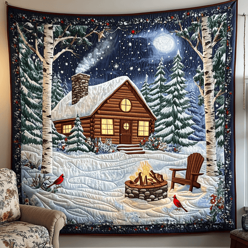 Festive Snowy Log Cabin Quilted Blanket GFTOTP844