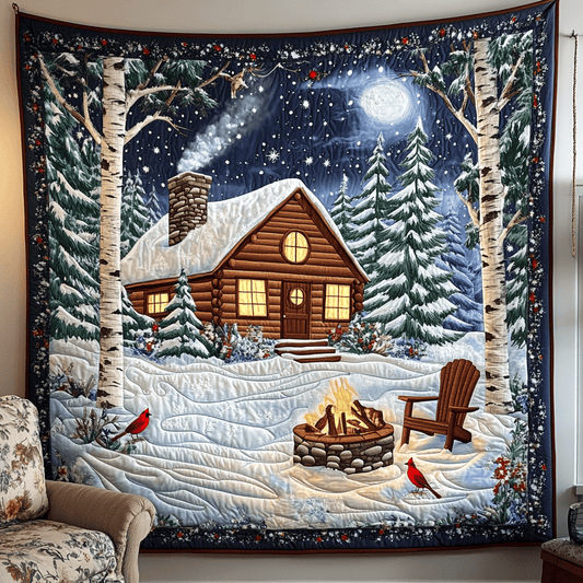 Festive Snowy Log Cabin Quilted Blanket GFTOTP844