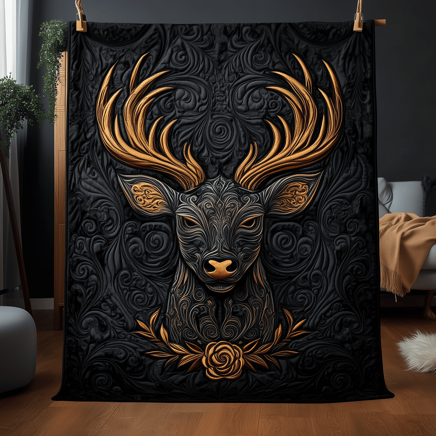 Elegant Reindeer Quilted Blanket GFTOTP694